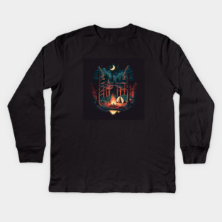 Camping Adventure in the Forest, Campfire Kids Long Sleeve T-Shirt