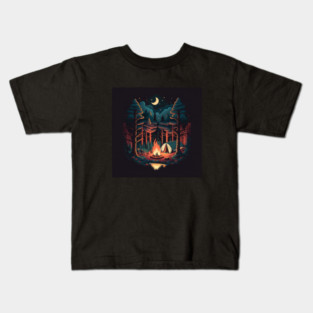 Camping Adventure in the Forest, Campfire Kids T-Shirt