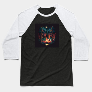 Camping Adventure in the Forest, Campfire Baseball T-Shirt