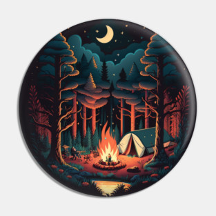 Camping Adventure in the Forest, Campfire Pin