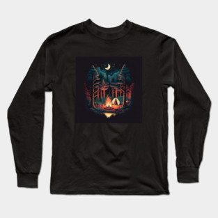 Camping Adventure in the Forest, Campfire Long Sleeve T-Shirt