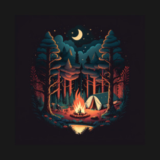 Camping Adventure in the Forest, Campfire T-Shirt