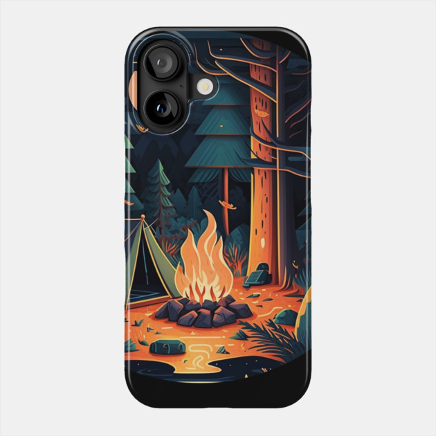 Camping Adventure in the Forest, Campfire Phone Case by logiamerch