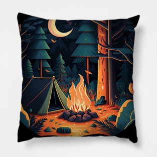 Camping Adventure in the Forest, Campfire Pillow