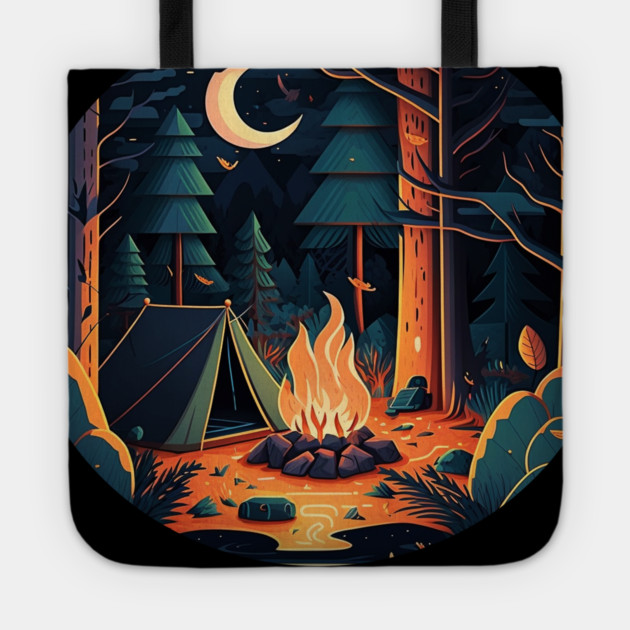 Camping Adventure in the Forest, Campfire Tote by logiamerch