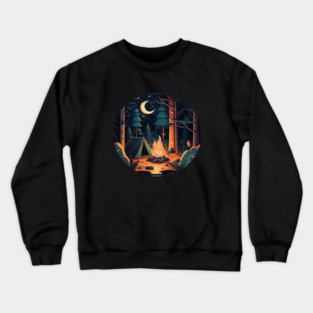 Camping Adventure in the Forest, Campfire Crewneck Sweatshirt