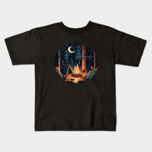 Camping Adventure in the Forest, Campfire Kids T-Shirt