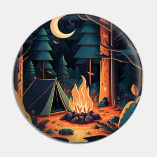 Camping Adventure in the Forest, Campfire Pin