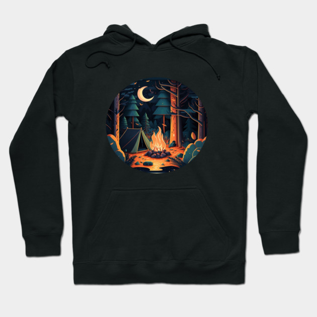 Camping Adventure in the Forest, Campfire Hoodie by logiamerch
