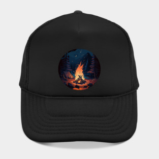 Camping Adventure in the Forest, Campfire at Night Hat