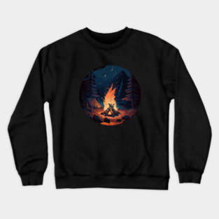 Camping Adventure in the Forest, Campfire at Night Crewneck Sweatshirt