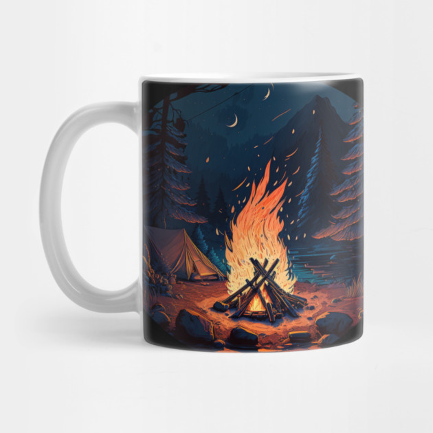 Camping Adventure in the Forest, Campfire at Night by logiamerch