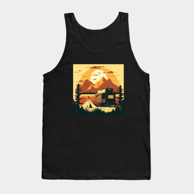 Camping Adventure Sunset, Camping Van Tank Top by logiamerch