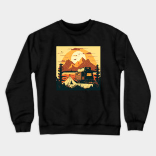 Camping Adventure Sunset, Camping Van Crewneck Sweatshirt