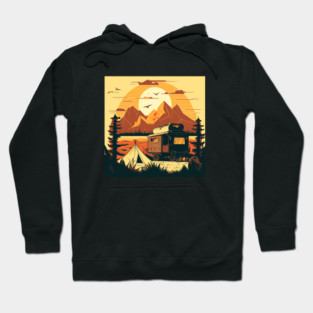 Camping Adventure Sunset, Camping Van Hoodie