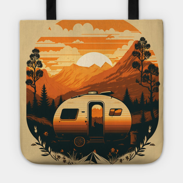 Camping Adventure Sunset, Camping Van Tote by logiamerch