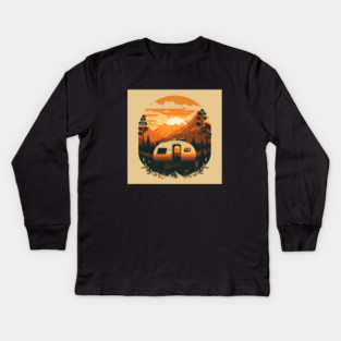 Camping Adventure Sunset, Camping Van Kids Long Sleeve T-Shirt