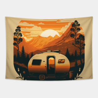 Camping Adventure Sunset, Camping Van Tapestry