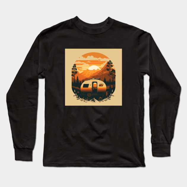 Camping Adventure Sunset, Camping Van Long Sleeve T-Shirt by logiamerch
