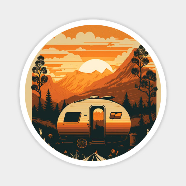 Camping Adventure Sunset, Camping Van Magnet by logiamerch