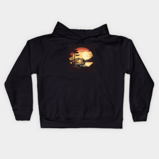 Camping Adventure Sunset, Camping Van Kids Hoodie