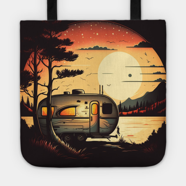 Camping Adventure Sunset, Camping Van Tote by logiamerch