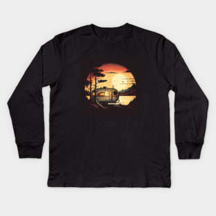 Camping Adventure Sunset, Camping Van Kids Long Sleeve T-Shirt
