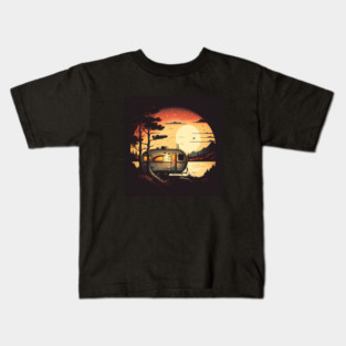 Camping Adventure Sunset, Camping Van Kids T-Shirt