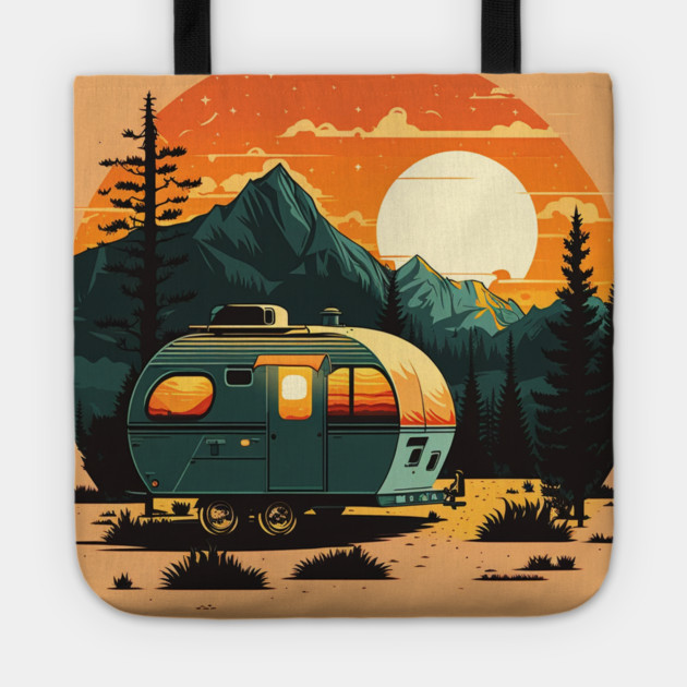 Camping Adventure Sunset, Camping Van Tote by logiamerch