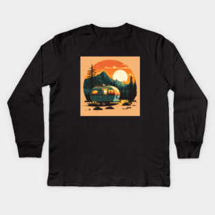 Camping Adventure Sunset, Camping Van Kids Long Sleeve T-Shirt