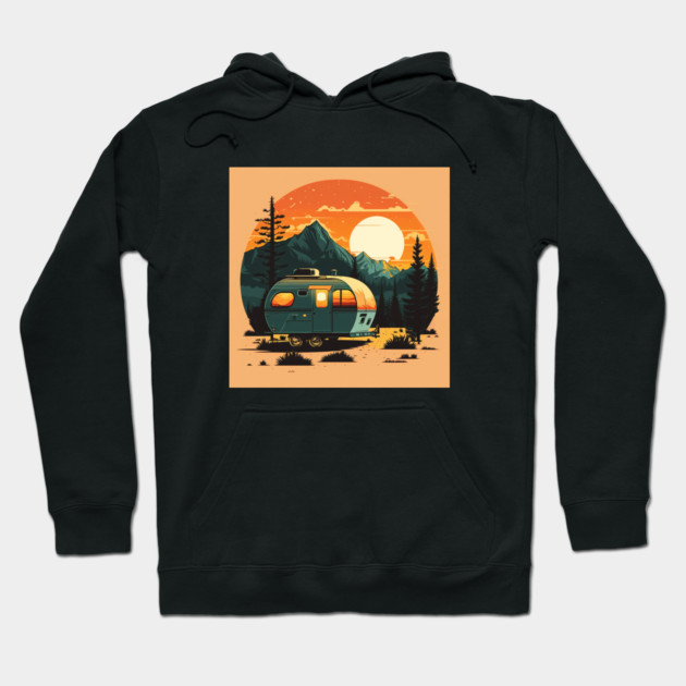 Camping Adventure Sunset, Camping Van Hoodie by logiamerch