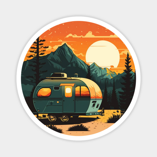 Camping Adventure Sunset, Camping Van Magnet by logiamerch