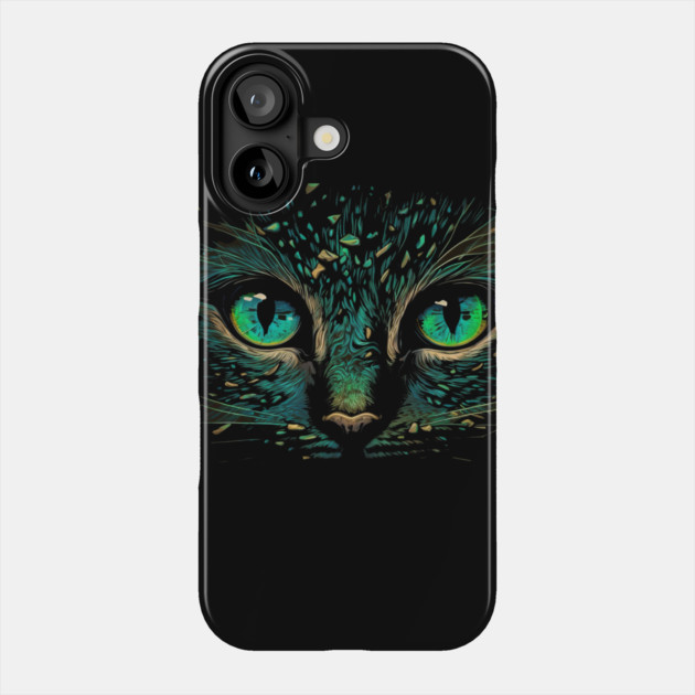 Cat Face, Cat Lover, Geen Cat Phone Case by logiamerch