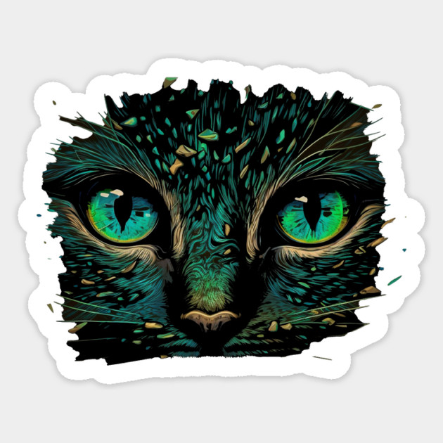 Cat Face, Cat Lover, Geen Cat Sticker by logiamerch