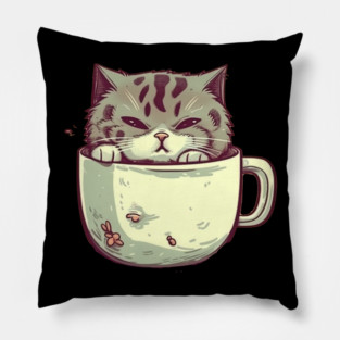 Kawaii Cat Lover, Cat inside Mug Pillow