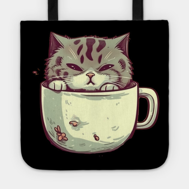 Kawaii Cat Lover, Cat inside Mug Tote by logiamerch