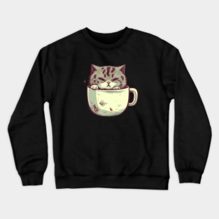 Kawaii Cat Lover, Cat inside Mug Crewneck Sweatshirt