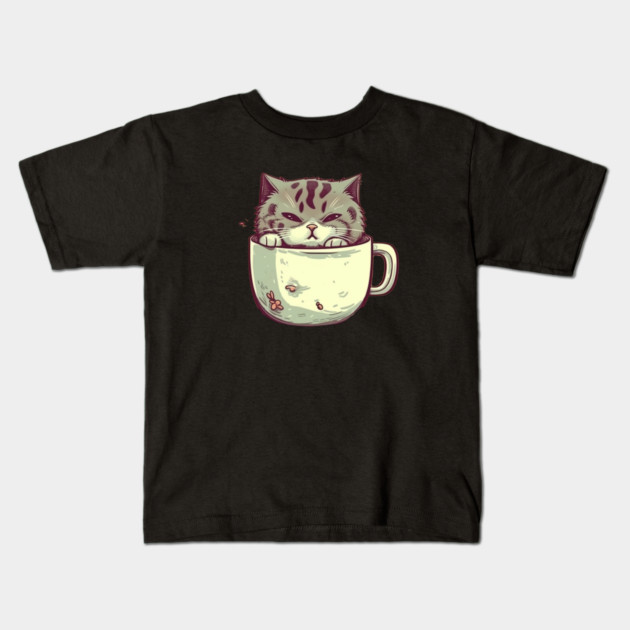 Kawaii Cat Lover, Cat inside Mug Kids T-Shirt by logiamerch