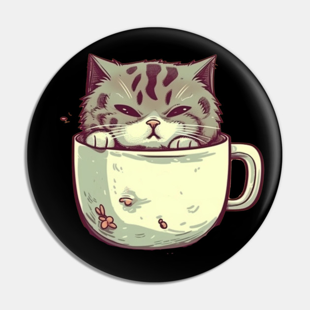 Kawaii Cat Lover, Cat inside Mug Pin by logiamerch