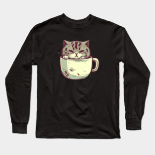 Kawaii Cat Lover, Cat inside Mug Long Sleeve T-Shirt