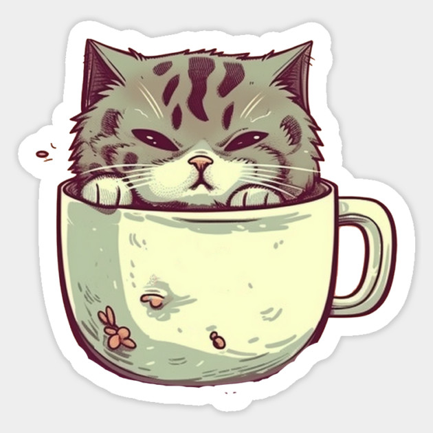 Kawaii Cat Lover, Cat inside Mug Magnet by logiamerch