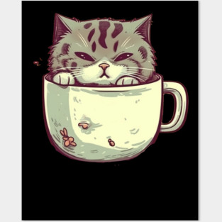 Kawaii Cat Lover, Cat inside Mug Posters and Art