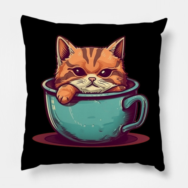 Kawaii Cat Lover, Cat inside Mug Pillow by logiamerch
