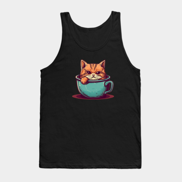 Kawaii Cat Lover, Cat inside Mug Tank Top by logiamerch