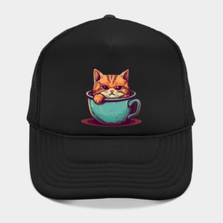 Kawaii Cat Lover, Cat inside Mug Hat