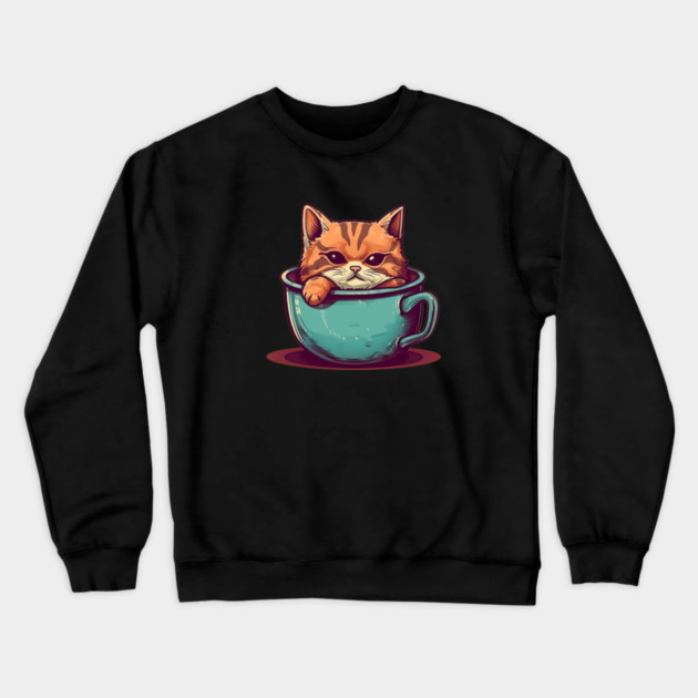 Kawaii Cat Lover, Cat inside Mug Crewneck Sweatshirt by logiamerch
