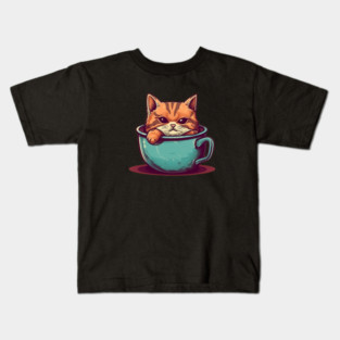 Kawaii Cat Lover, Cat inside Mug Kids T-Shirt