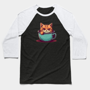 Kawaii Cat Lover, Cat inside Mug Baseball T-Shirt