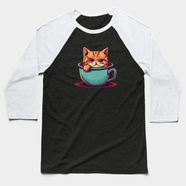 Kawaii Cat Lover, Cat inside Mug Baseball T-Shirt by logiamerch