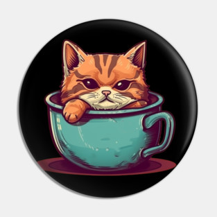 Kawaii Cat Lover, Cat inside Mug Pin